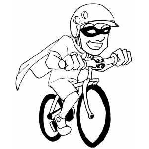 bambino mascherato in bicicletta