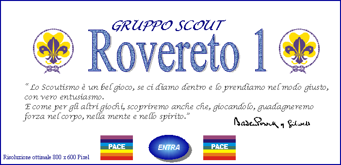 La home page del primo sito del Gruppo scout Rovereto 1, del 2005